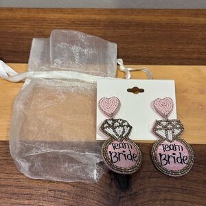 Pink and Silver 'Team Bride' Earrings